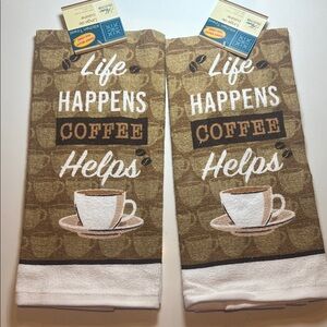 Coffee Themed Kitchen Towels- Set of 2-  Great Holiday Gift set!